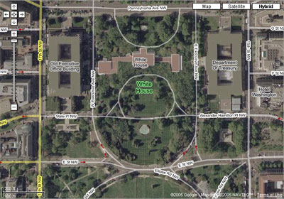 La Casa Bianca su Google Maps Hybrid