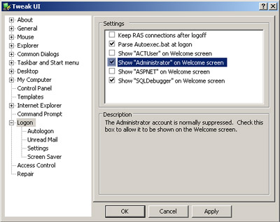 TweakUI per Windows XP